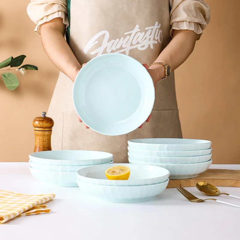 【工厂直发】7英寸10只青瓷圆盘10个装高颜值爆款创意肆