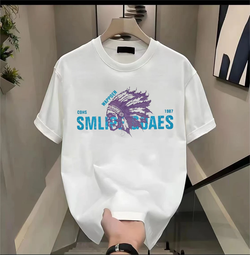 【光变印第安】轻奢时尚春夏季舒适半袖重磅大落肩纯棉T恤背心宽松