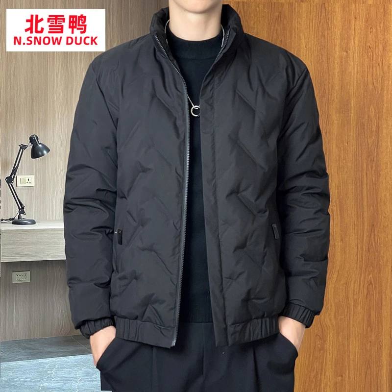 北雪鸭男士外套2024新款冬季鸭绒保暖立领韩版潮流短款帅气百搭