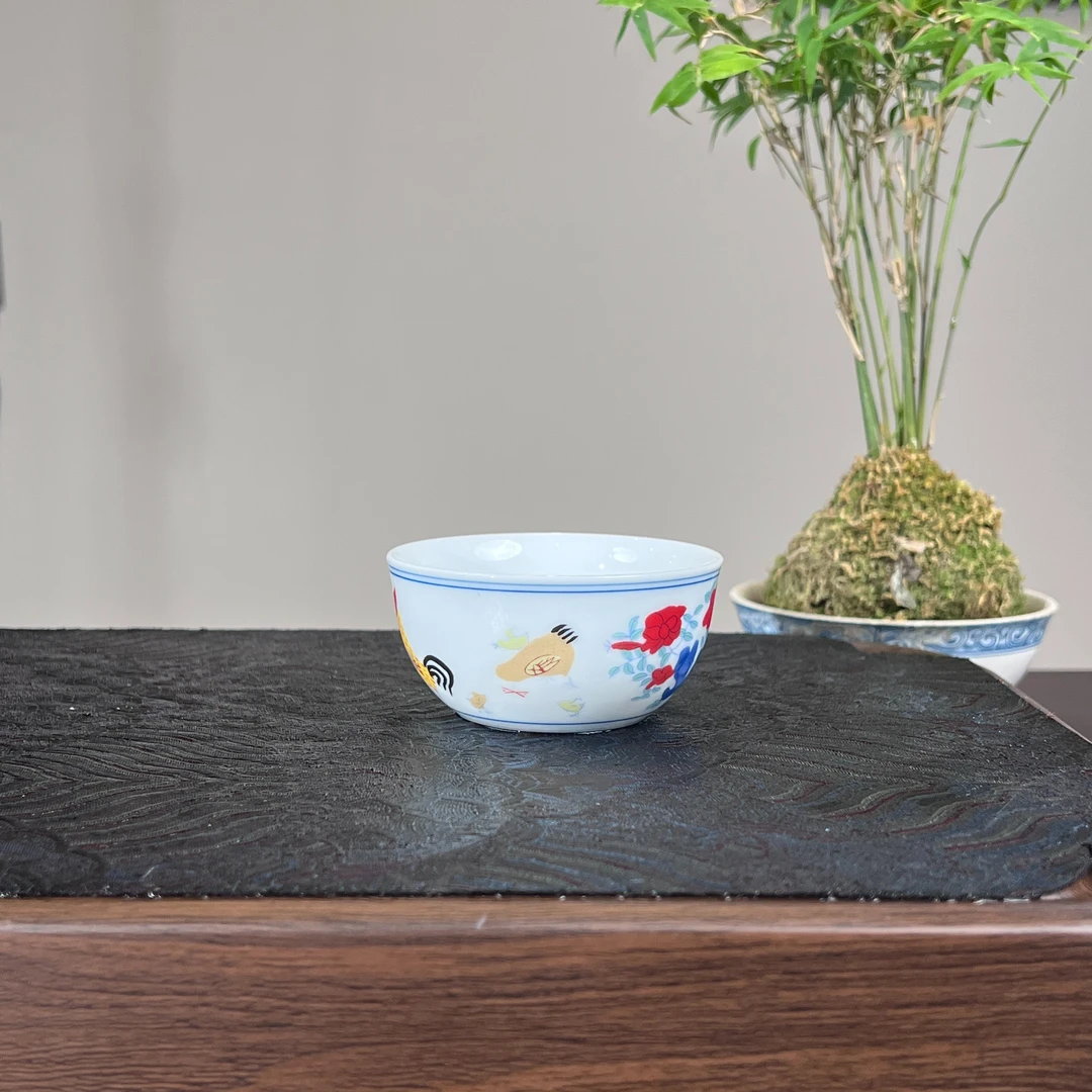 景德镇陶瓷2.8亿鸡缸杯薄胎大明成化同款主人杯茶杯