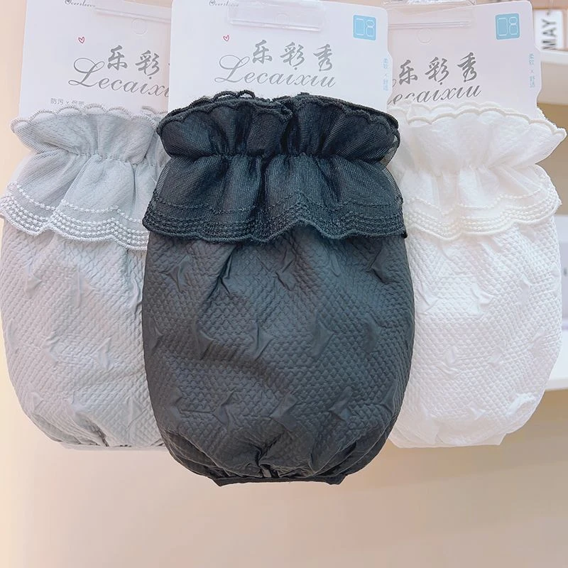 短款蕾丝花边袖套女士防污套袖秋冬小香风公主黑色白色羽绒服护袖