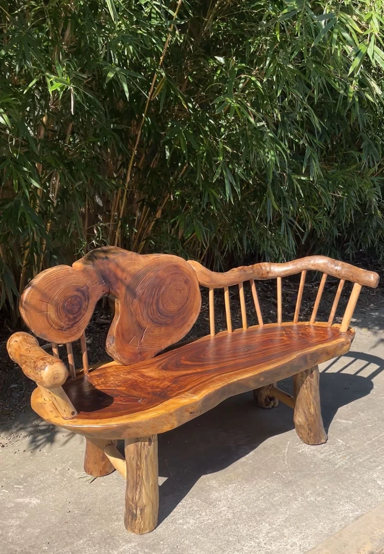 香樟木是实木沙发 复古创意禅意阳台单人茶桌椅藤编碳化