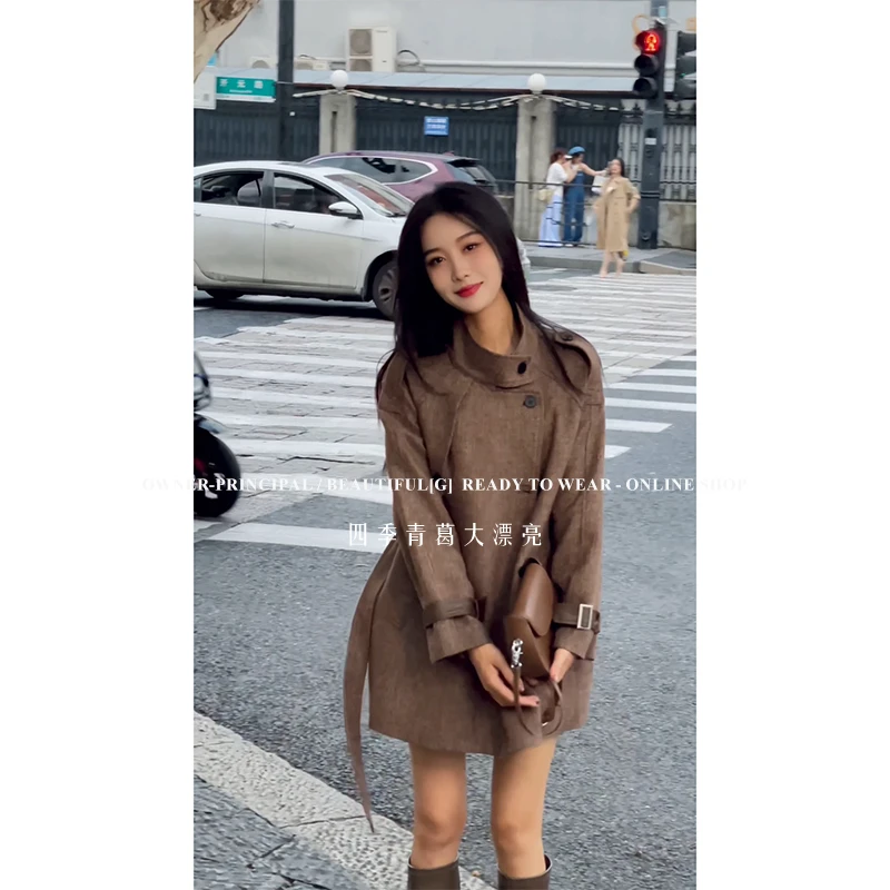 【大漂亮自制】2024秋季新款格纹呢子大衣外套 WL6DY690