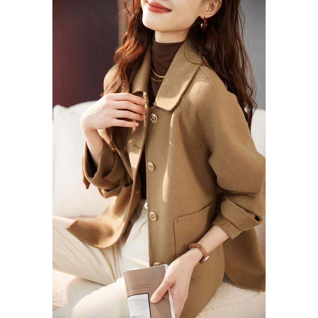 沫晗依美2024冬季舒适百搭双面呢气质热力感气质通勤保暖大衣女