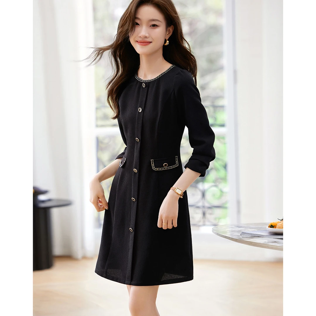 MOHO【可可小姐】2024秋季新款简约气质经典赫本连衣裙