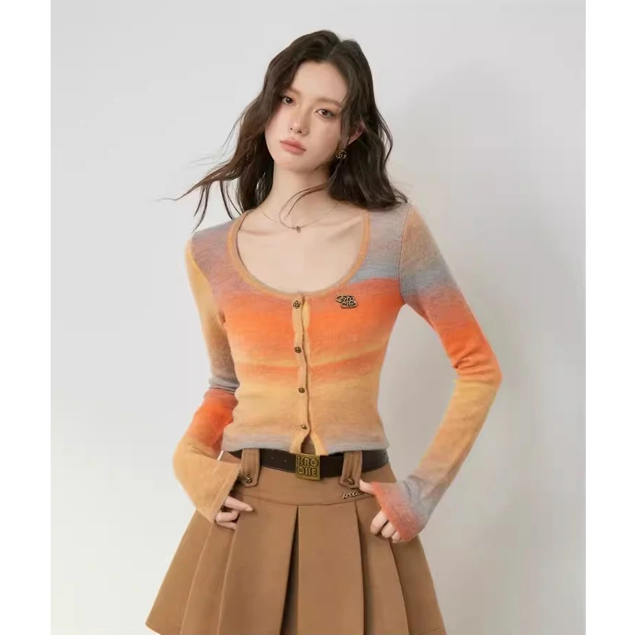 【爆款返场】渐变针织打底衫秋季新款长袖上衣修身显瘦赵昭仪同款