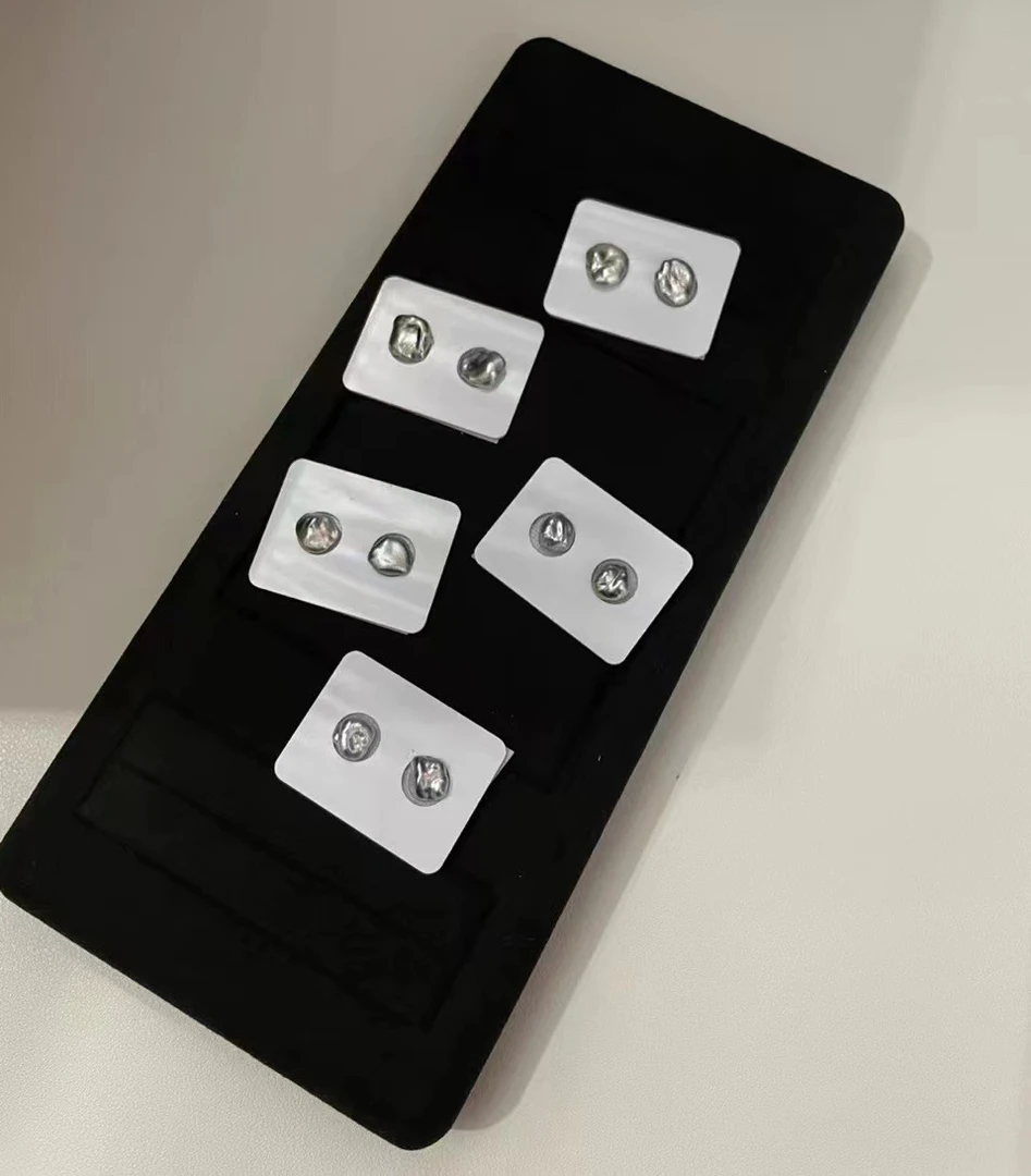 多样性发一镶嵌耳钉6-7mm大溪地keshi海水珍珠气质时尚百搭素款