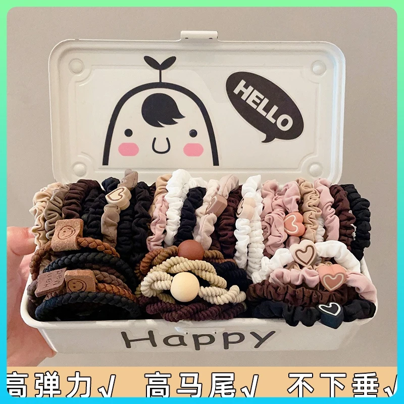 爱心高弹力女生简约气质皮套高马尾皮筋发圈