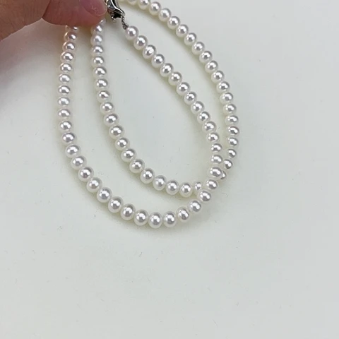 淡水珍珠颈饰银S925镶嵌卡6极光冷白高品