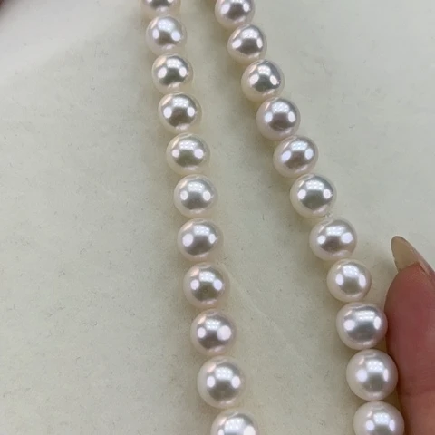 淡水珍珠颈饰银S925镶嵌8-9极光澳绿光