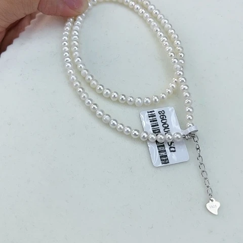 淡水珍珠颈饰银S925镶嵌卡4极光冷白