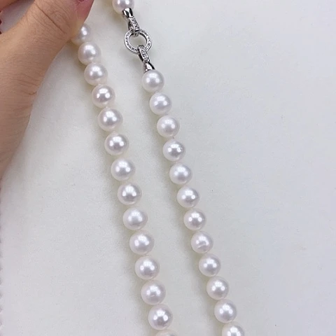 淡水珍珠颈饰银S925镶嵌卡10➕冷白高品