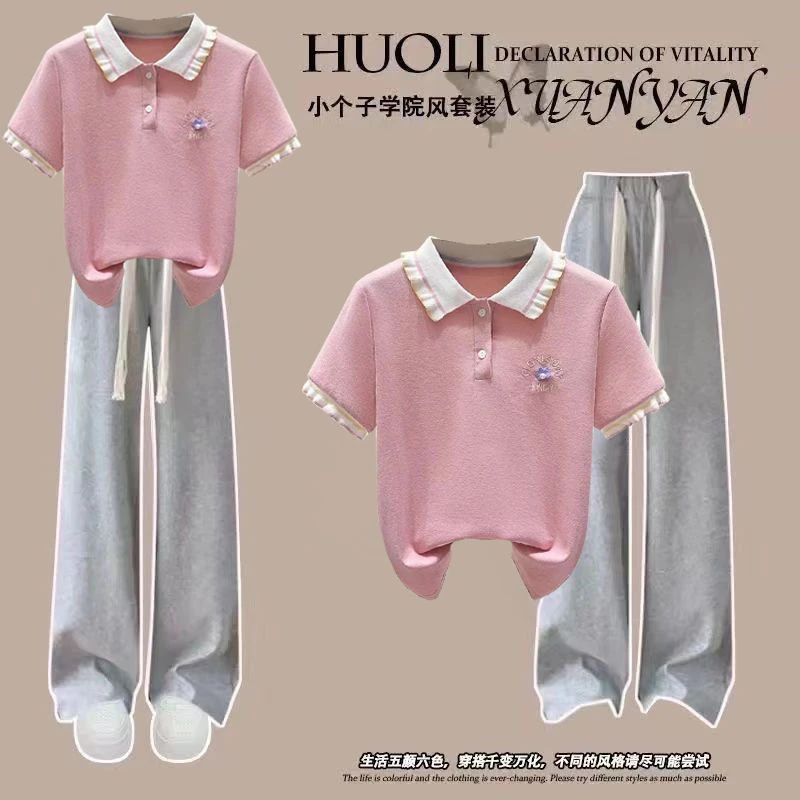 女童夏装套装中大童2025新款洋气初中生夏款儿童夏季女大童学院风