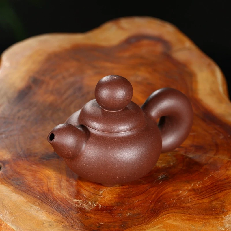 宜兴紫砂壶宜兴正品原矿紫泥松鼠泡茶壶家用茶壶 小品壶150毫升