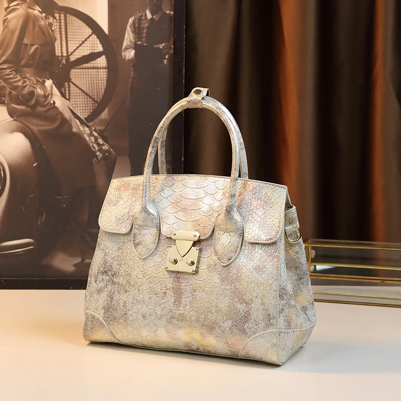 大容量蛇纹手提包高雅伯爵女包轻奢时尚百搭斜挎包7912 32-14-26