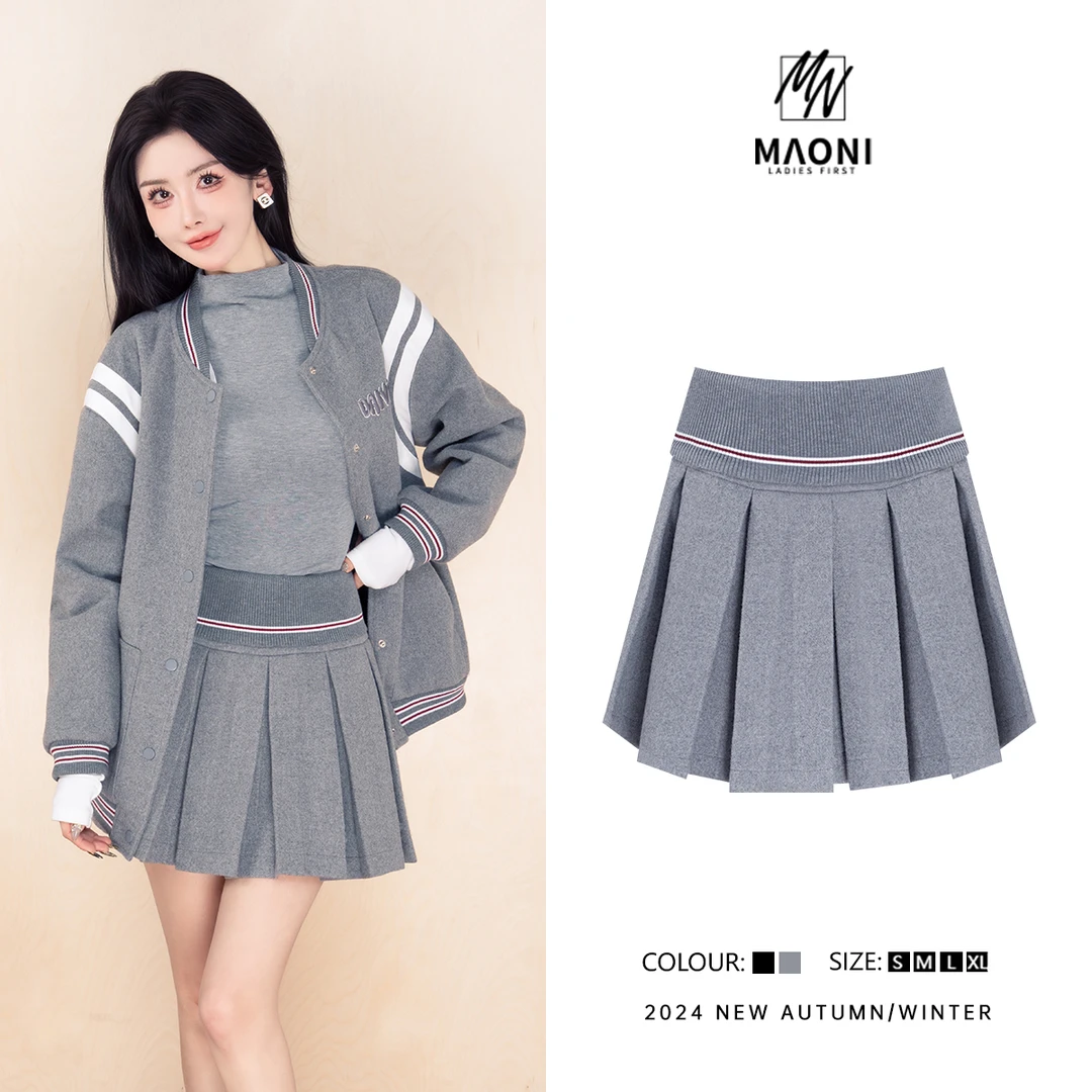 毛妮Peshe【青春有你】2024秋冬甜美减龄休闲运动百褶短裤裙L1135