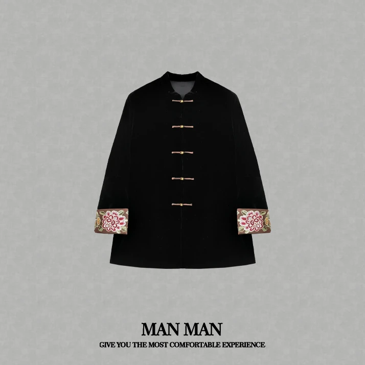 满满-『咖袖丝绒外套』24349重磅桑蚕丝气质百搭刺绣