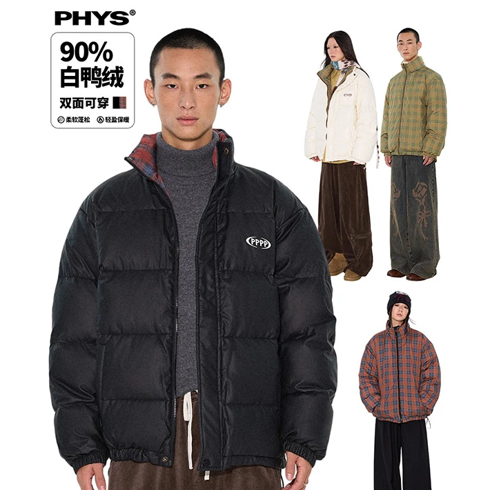 物理少年齐色双面穿羽绒面包服