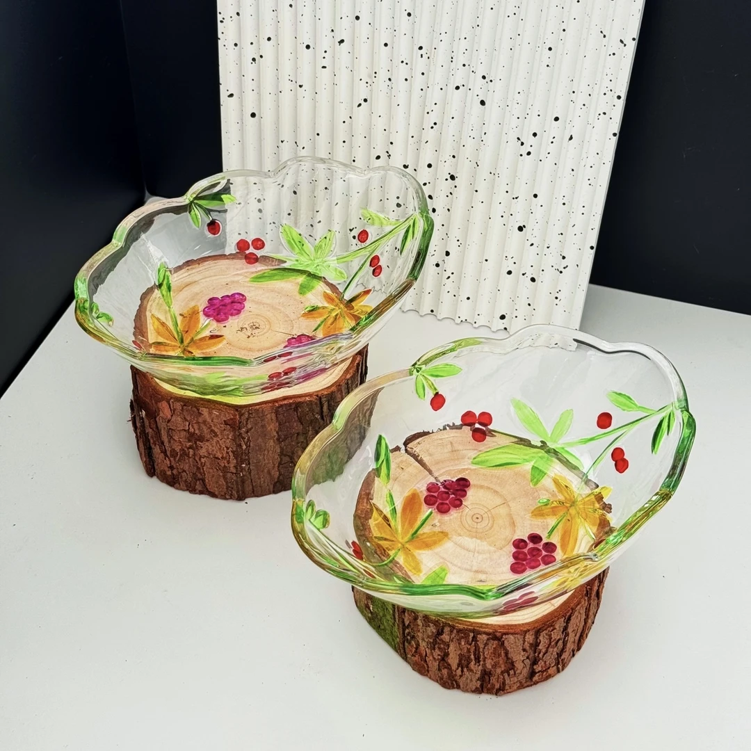 创意彩绘葡萄雕花水果盘家用大号水果蔬菜沙拉碗