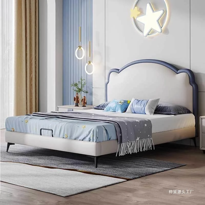 【母婴级硅胶皮】儿童房猫儿男女孩单人公主床高箱床储物简约皮床