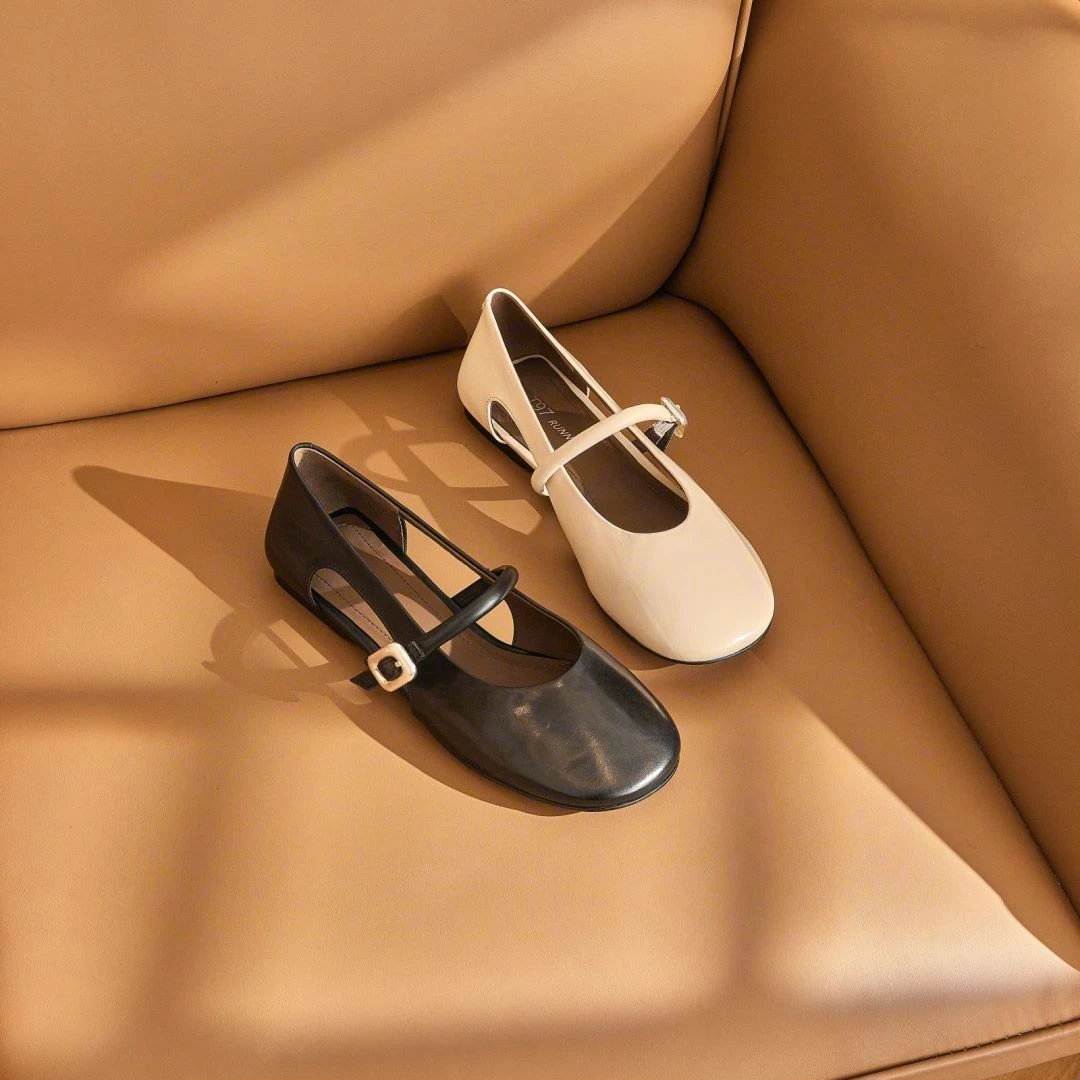 东东2024夏季新款镂空浅口单鞋女平底百搭时尚圆头玛丽珍女鞋S390