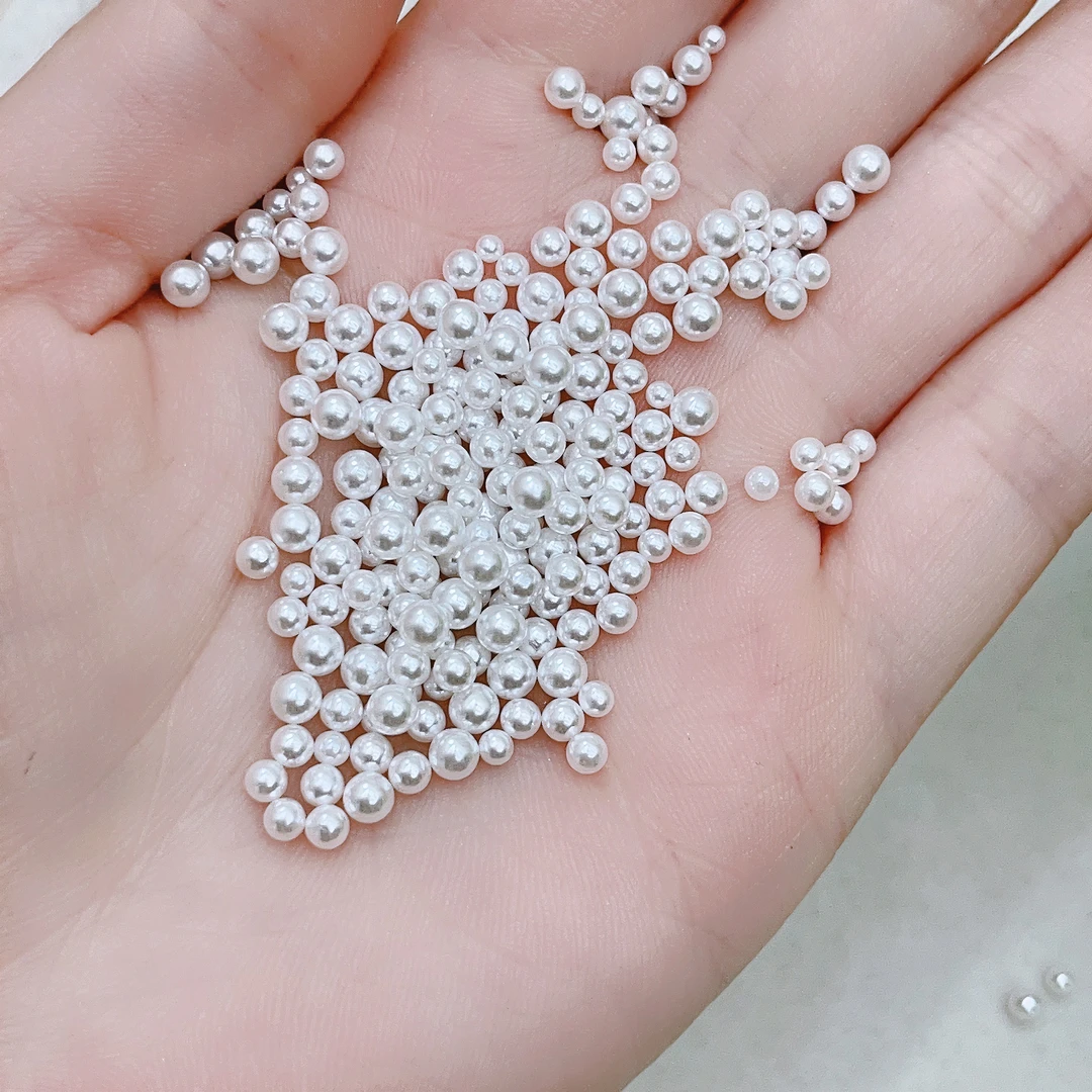 【立体珍珠】美甲饰品立体珍珠1.5-3.5mm盒装纯白珍珠指甲diy饰品