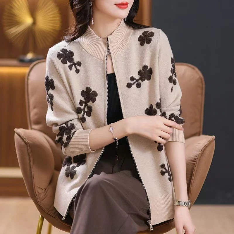 羊毛开衫女士毛衣针织羊绒外套春秋气质洋气短款时尚百搭宽松秋冬