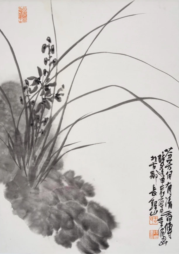 王录山写意兰花《芬芳自有清香传》50x45cm