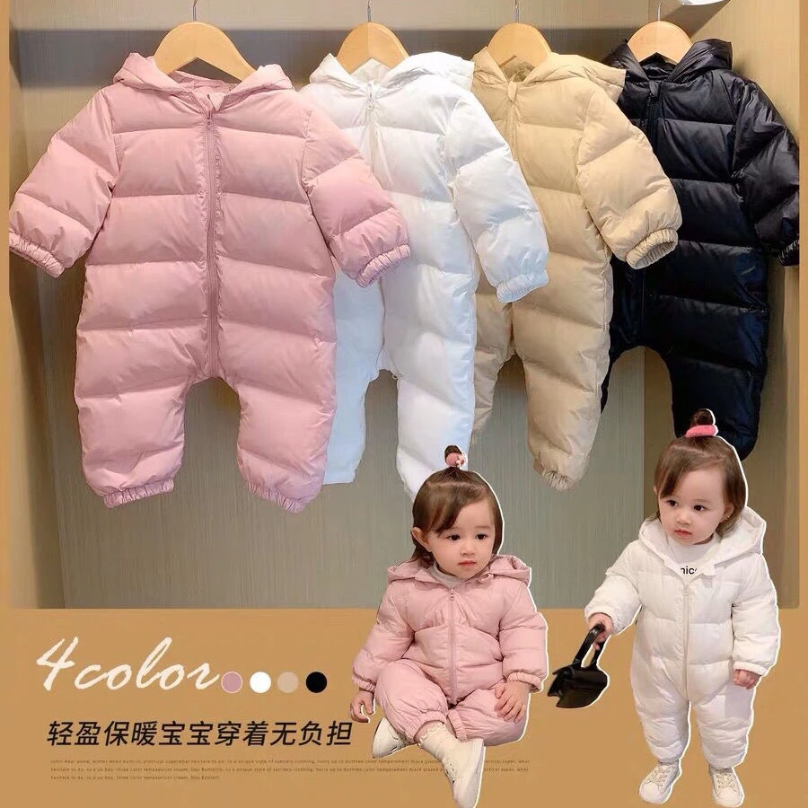 婴儿连体棉衣秋冬加厚保暖棉服外出爬行服新生儿男童女童爬服
