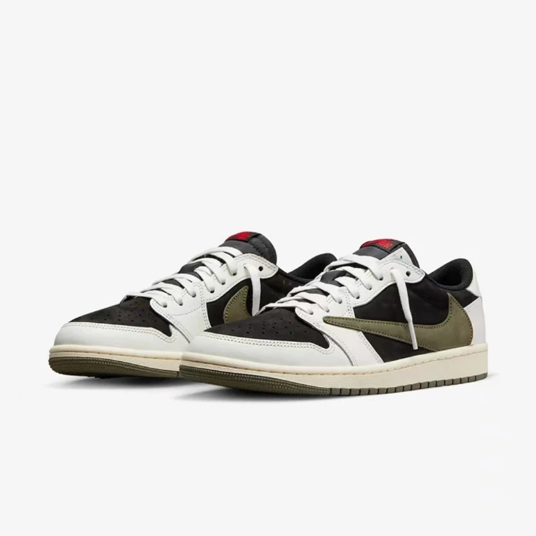 TravisScottx AirJordan1Low AJ1倒钩黑绿TS联名DZ4137-106运动鞋