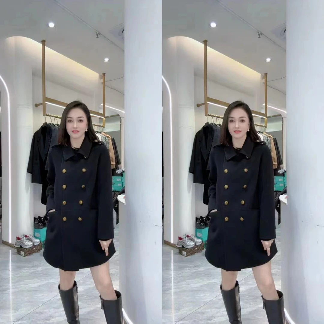 【少琴家】2024新款时尚百搭翻领双排扣设计师外套9063