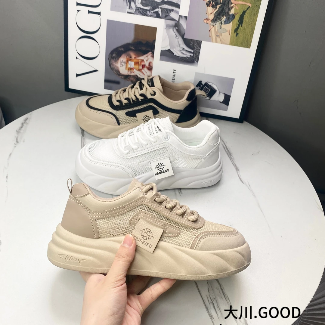 【饼干】轻便运动鞋女2024夏季新款透气网鞋小白鞋百搭板鞋D004