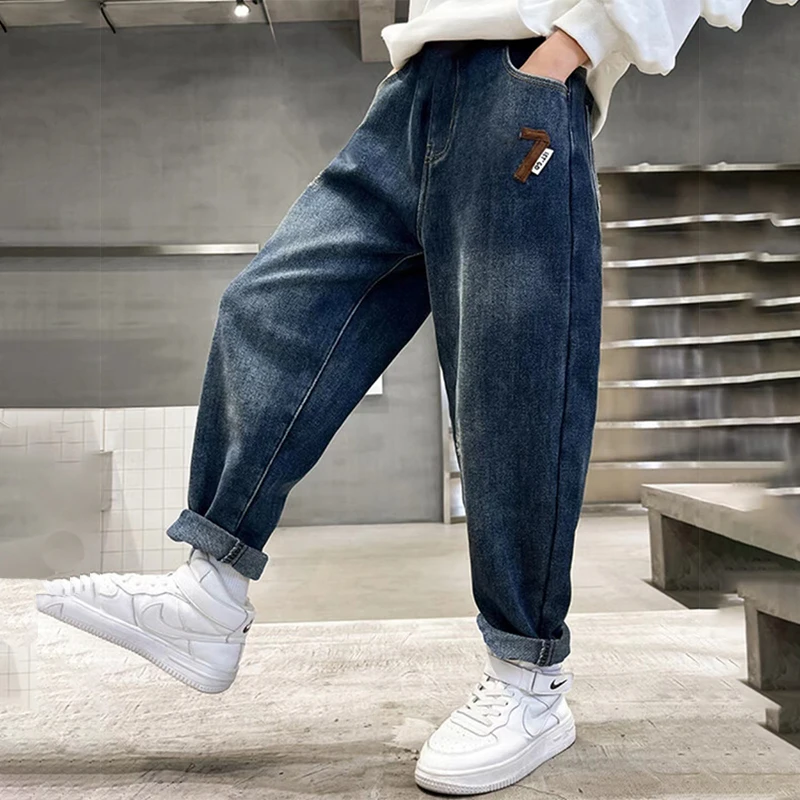 春秋季儿童休闲牛仔裤2025新款中大童男韩版网红炸街男童裤子洋气