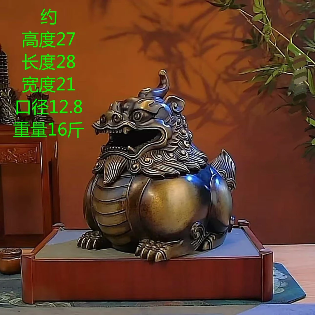 多坤传家系列铜炉《大号貔貅瑞兽香炉》王明制苏工手工制作