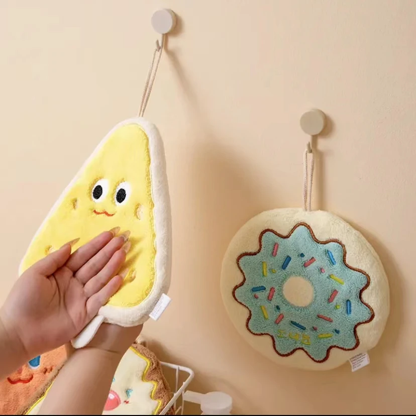 擦手巾可爱挂式浴室加厚卫生间珊瑚绒擦手帕毛巾洗手小方巾厨房布