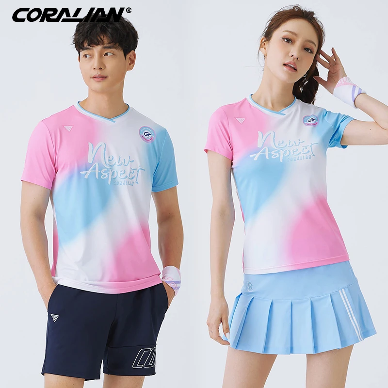 可莱安羽毛球服女套装韩国透气速乾短袖男上衣情侣时尚运动服