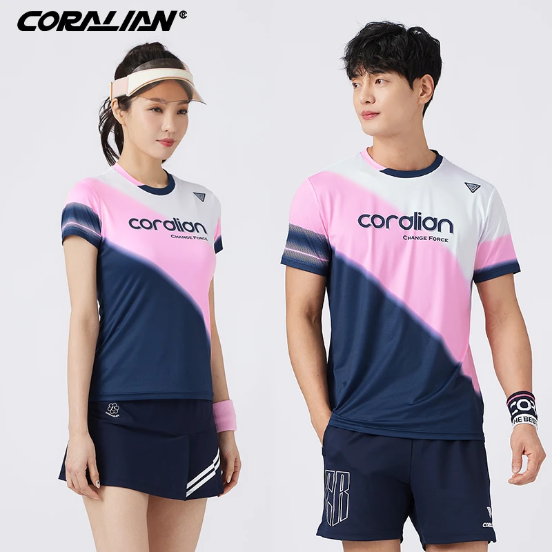 可莱安羽毛球服女套装2024新品韩国透气速干短袖男女情侣运动上衣