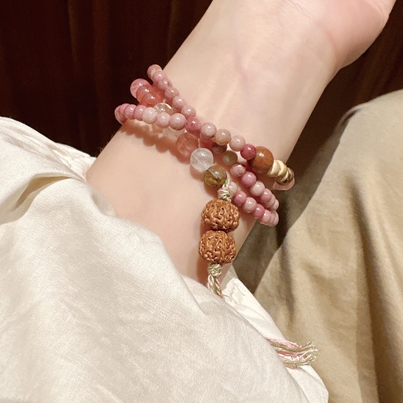 非金属莫桑石手链 新中式 叠戴手链女古风轻奢核桃手串
