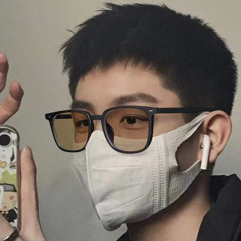 韩版男士大框TR眼镜框显瘦素颜男女可配度数防蓝光变色眼镜2101