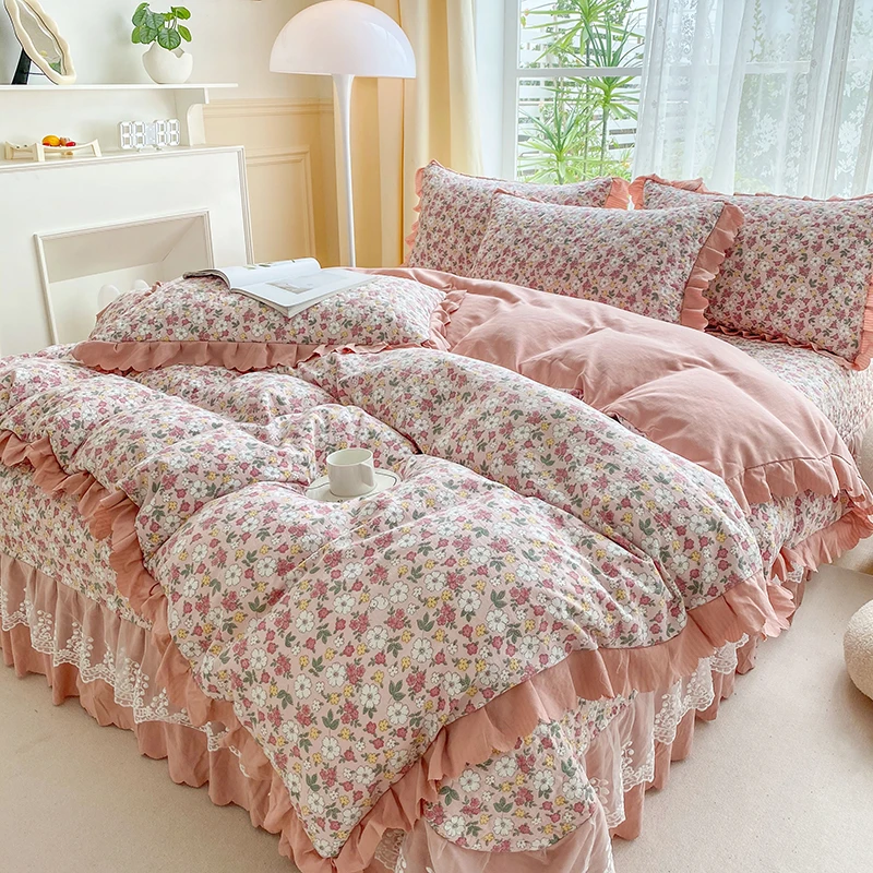 A类母婴床盖四件套少女心奢华床裙床罩床上四季通用4件套小清新春