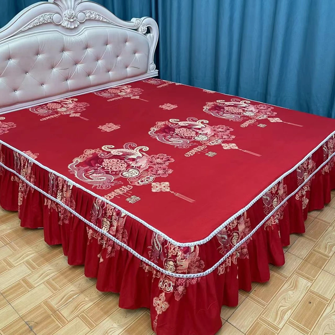 喜庆龙凤呈祥床裙款单品床罩