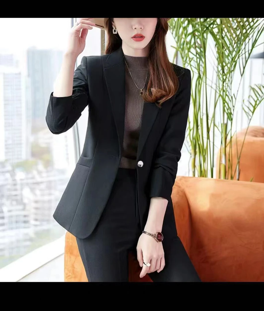 8899歌维娅女装修身显瘦气质西服套装（外套+裤子）