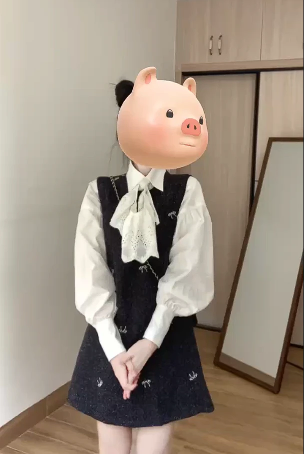 法式复古小香风连衣裙子高级感2024秋套装千金风衬衫背心裙两件套