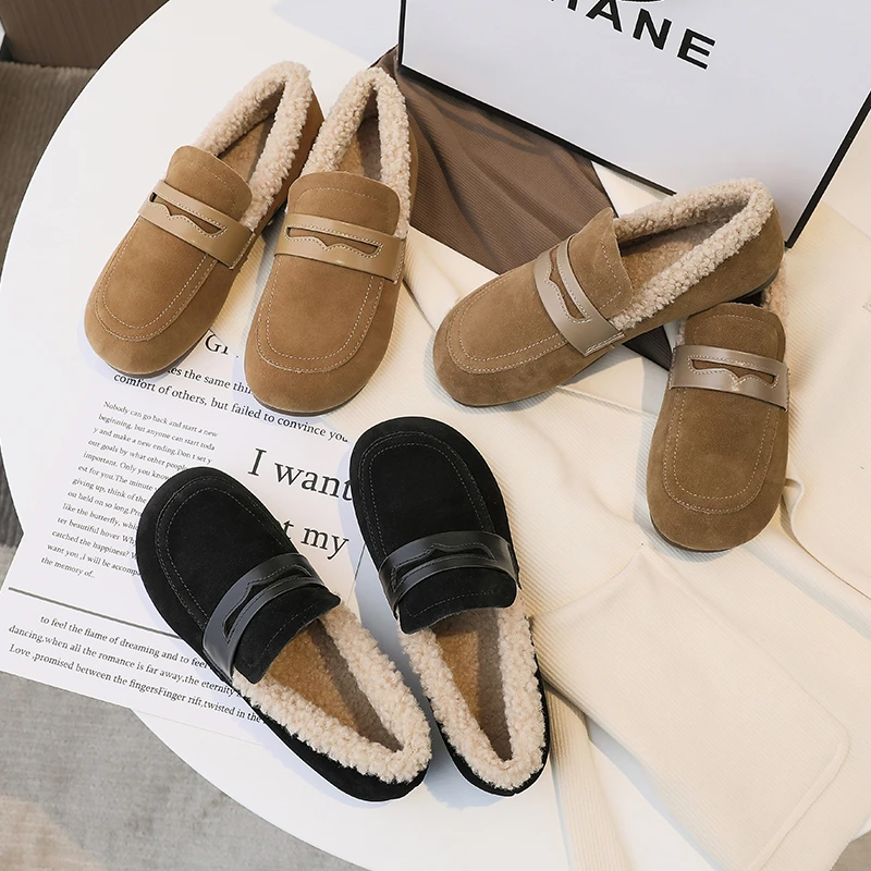 毛毛鞋2024加绒保暖豆豆鞋棉鞋一脚蹬网红棉瓢鞋女鞋  577-1