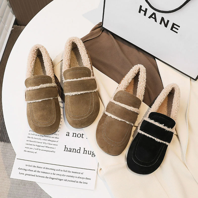 毛毛鞋2024加绒保暖豆豆鞋棉鞋一脚蹬网红棉瓢鞋女鞋  577-3加厚