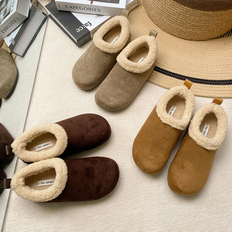 毛毛鞋2024加绒保暖豆豆鞋棉鞋一脚蹬网红棉瓢鞋女鞋加厚1093