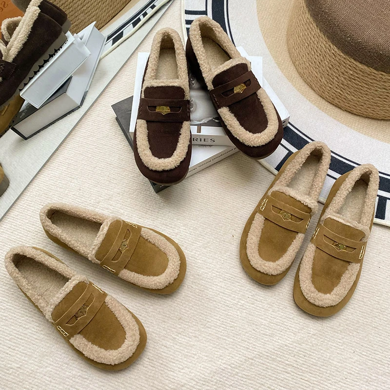 毛毛鞋2024加绒保暖豆豆鞋棉鞋一脚蹬网红棉瓢鞋女鞋加厚577-8