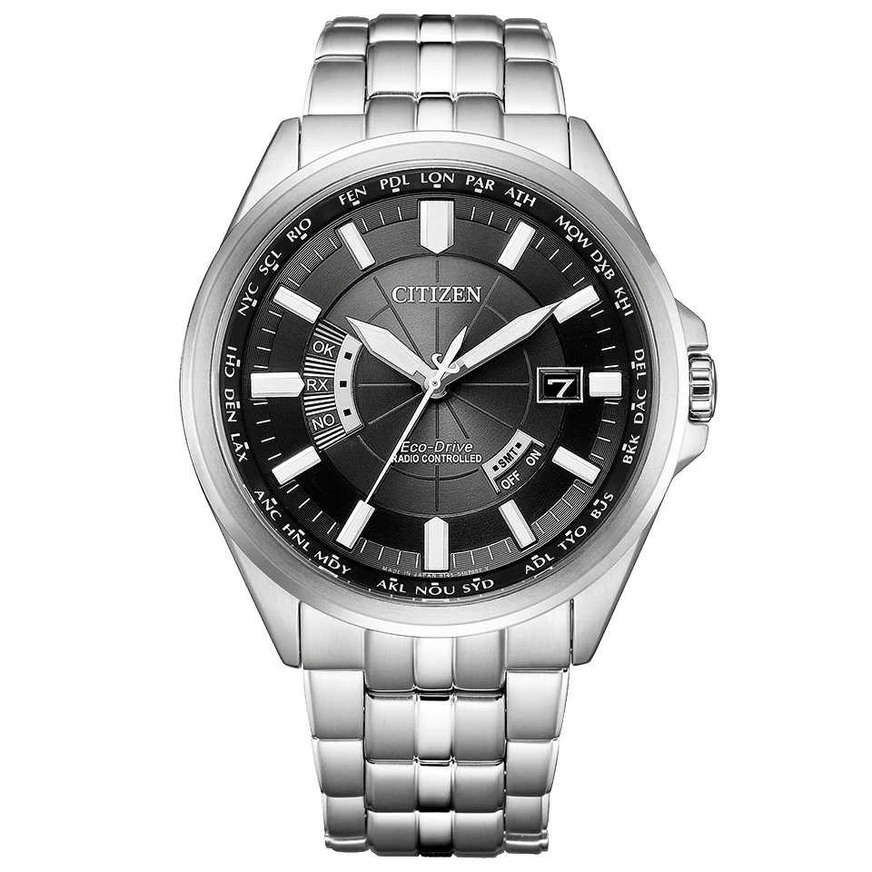 全新未使用 Citizen/西铁城 光动能电波钢带43盘表CB0011-69E/69L