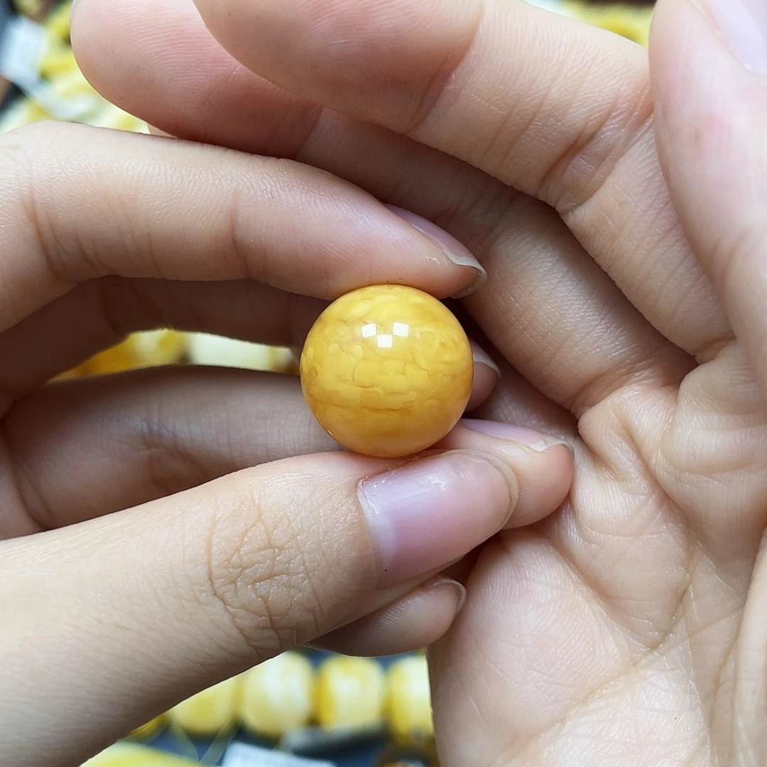 蜜蜡裸石未镶嵌㋡***皮老蜡圆珠16.8mm