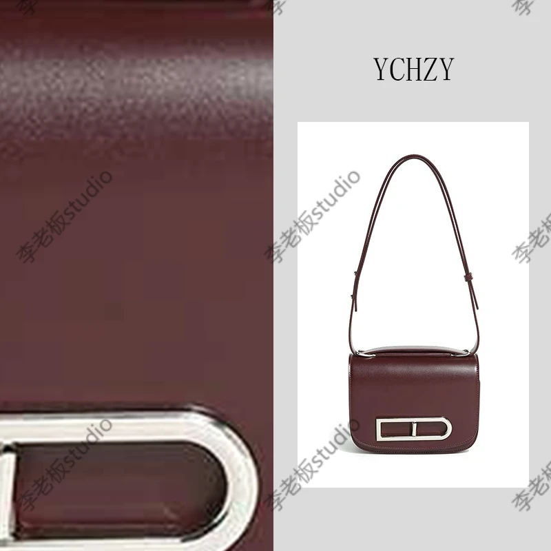 YCHZY.原创设计真皮高走单肩斜挎包 L260平纹酒红